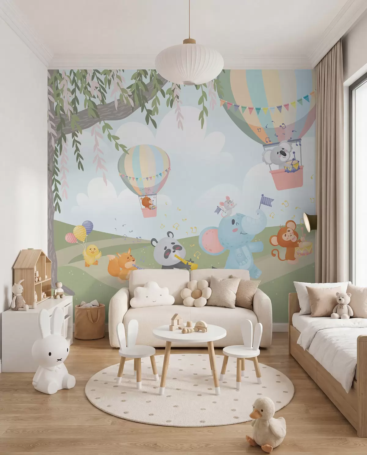 wall murals Пејзаж са животињама које свирају музичке инструменте w04200