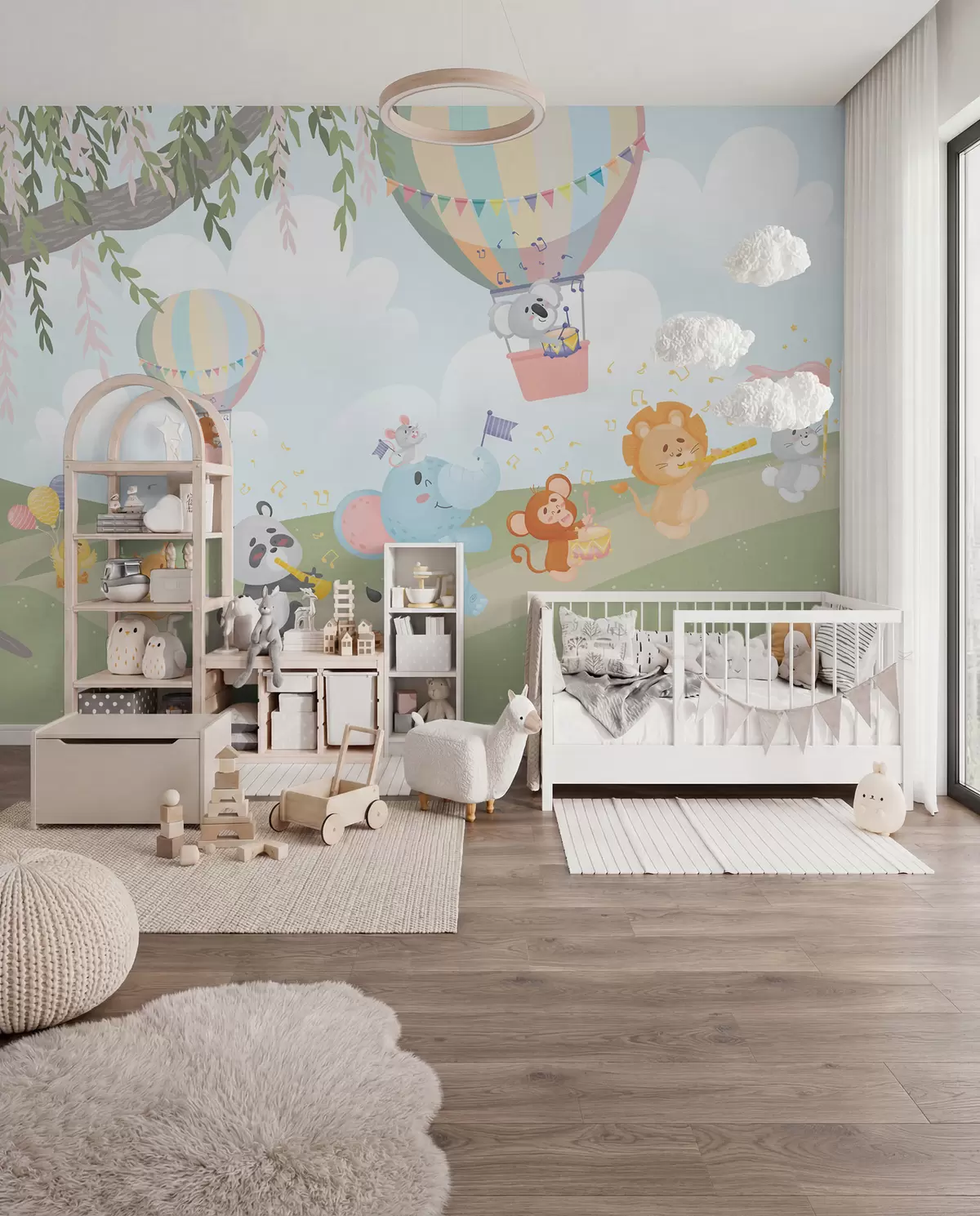 wall murals Пејзаж са животињама које свирају музичке инструменте w04200