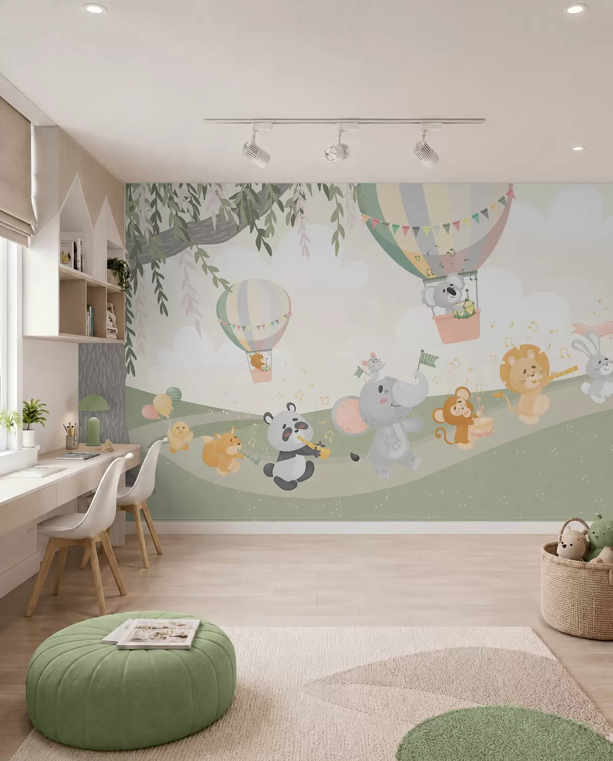 wall murals Пејзаж са животињама које свирају музичке инструменте w04200v1