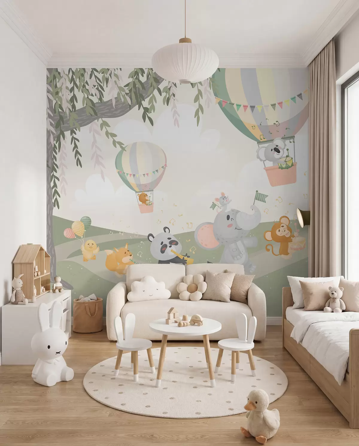 wall murals Пејзаж са животињама које свирају музичке инструменте w04200v1