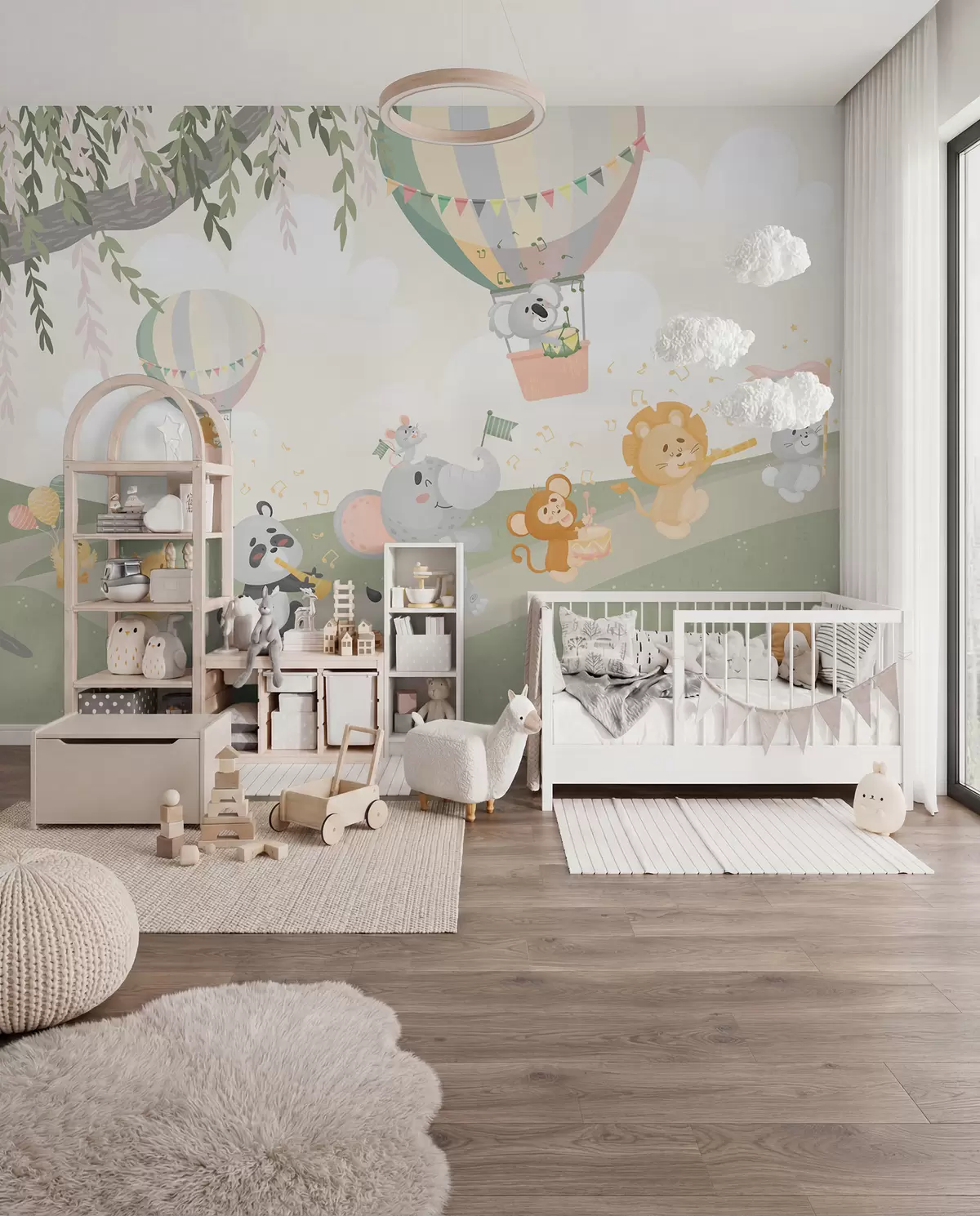wall murals Пејзаж са животињама које свирају музичке инструменте w04200v1