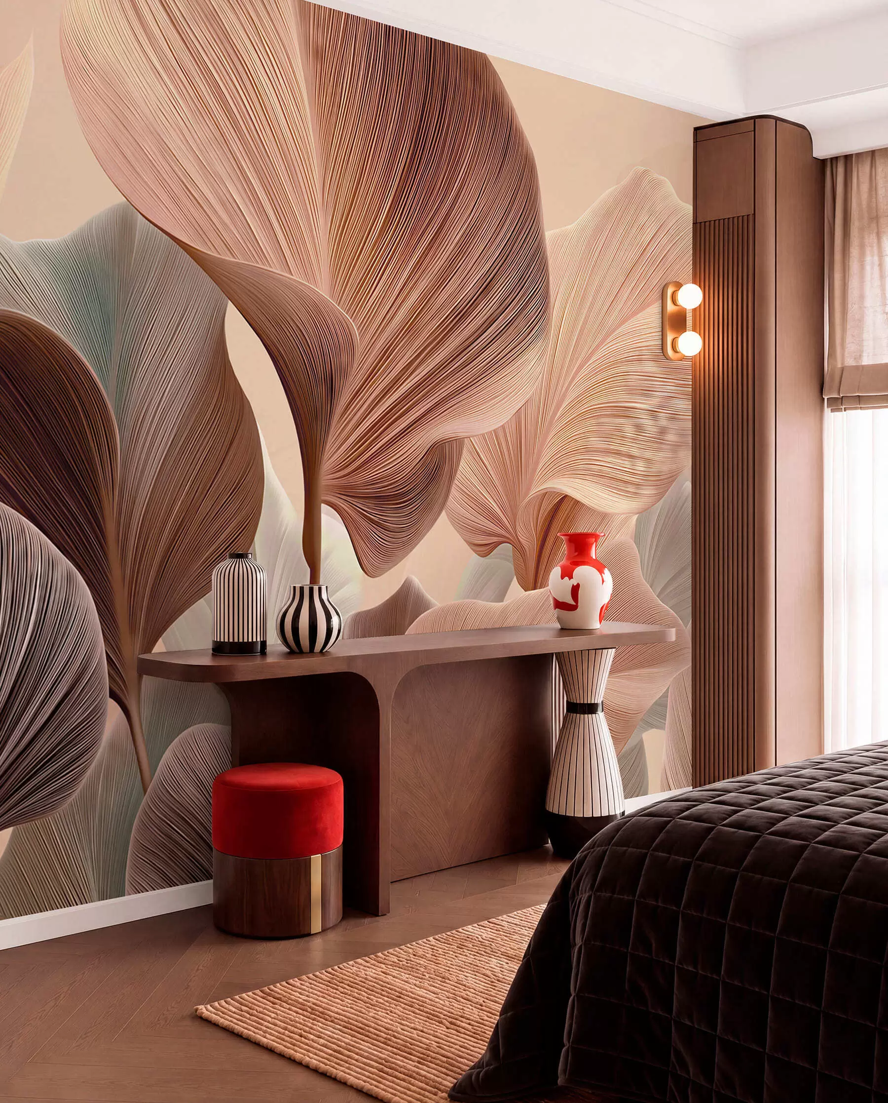 wall murals Skulpturalni listovi u breskvi w04549v1