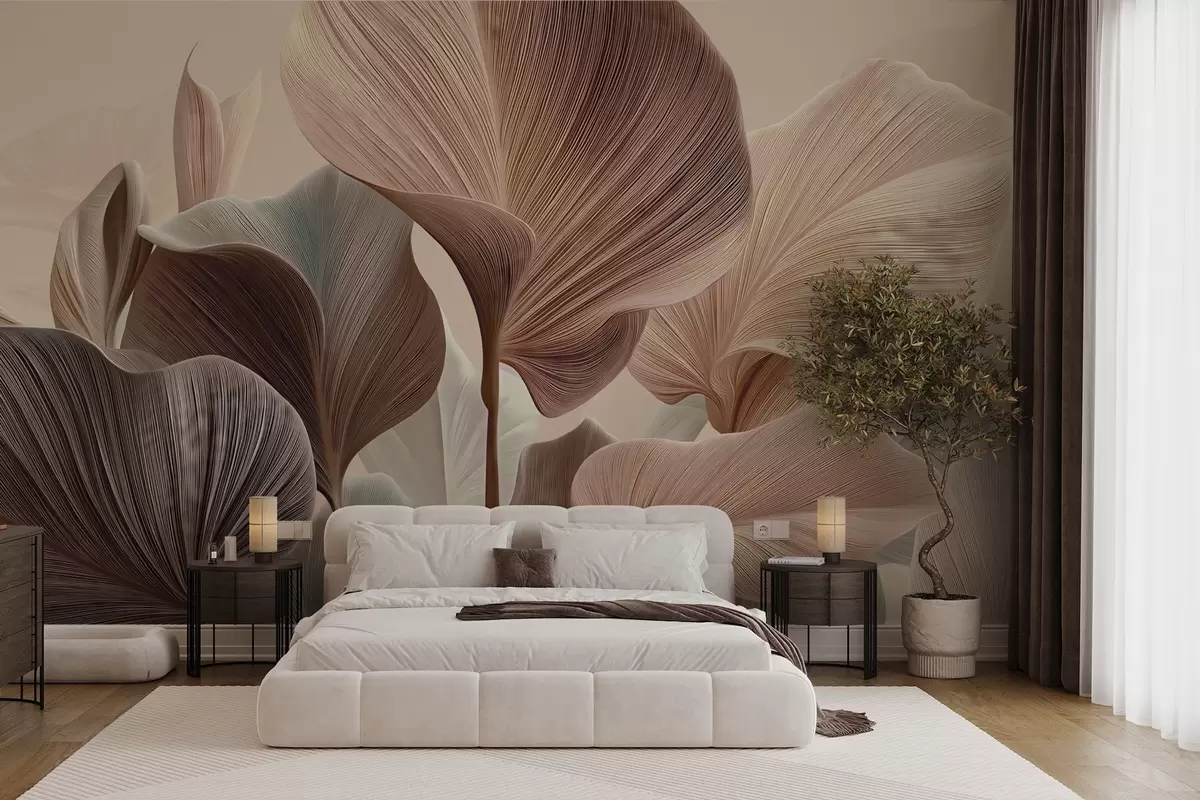 wall murals Елегантни листови у топлим беж тоновима w04549v1