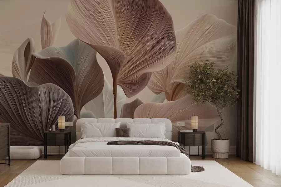 wall murals Елегантни листови у топлим беж тоновима w04549v1