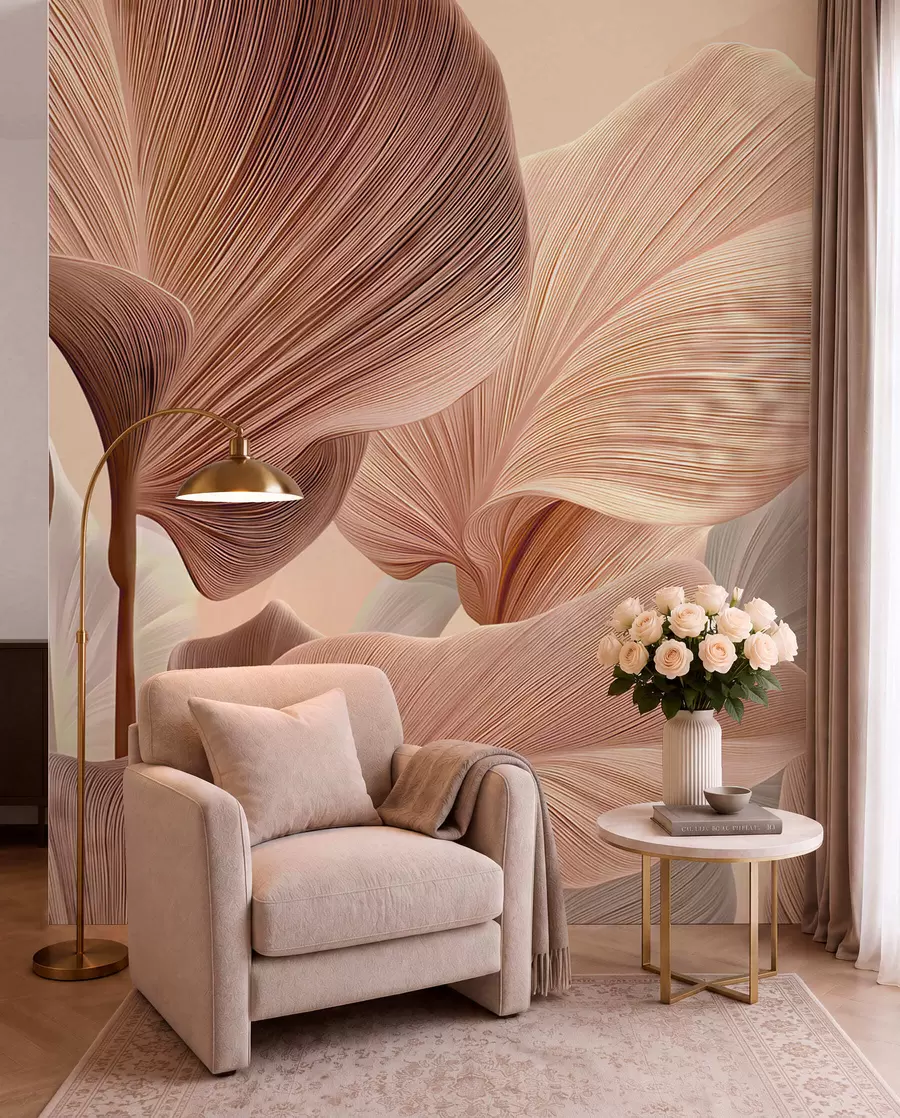 wall murals Елегантни листови у топлим беж тоновима w04549v1