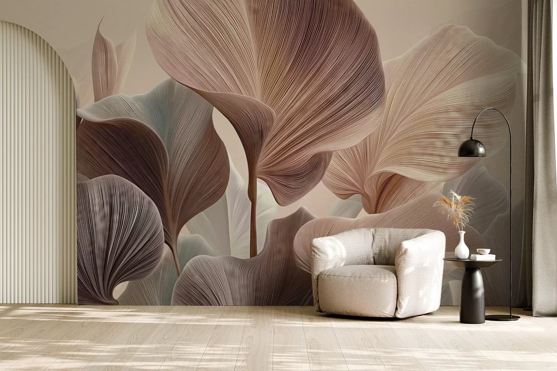 wall murals Елегантни листови у топлим беж тоновима w04549v1
