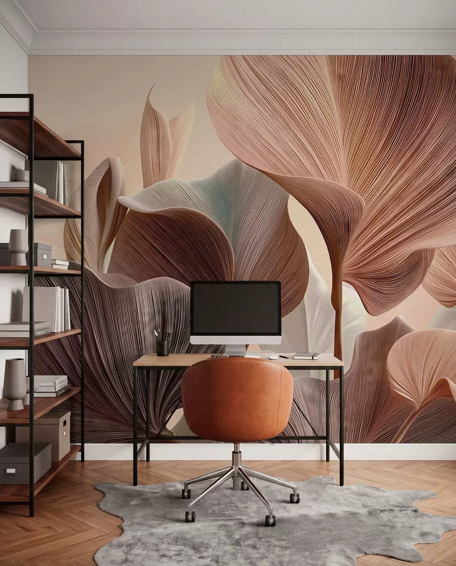 wall murals Елегантни листови у топлим беж тоновима w04549v1