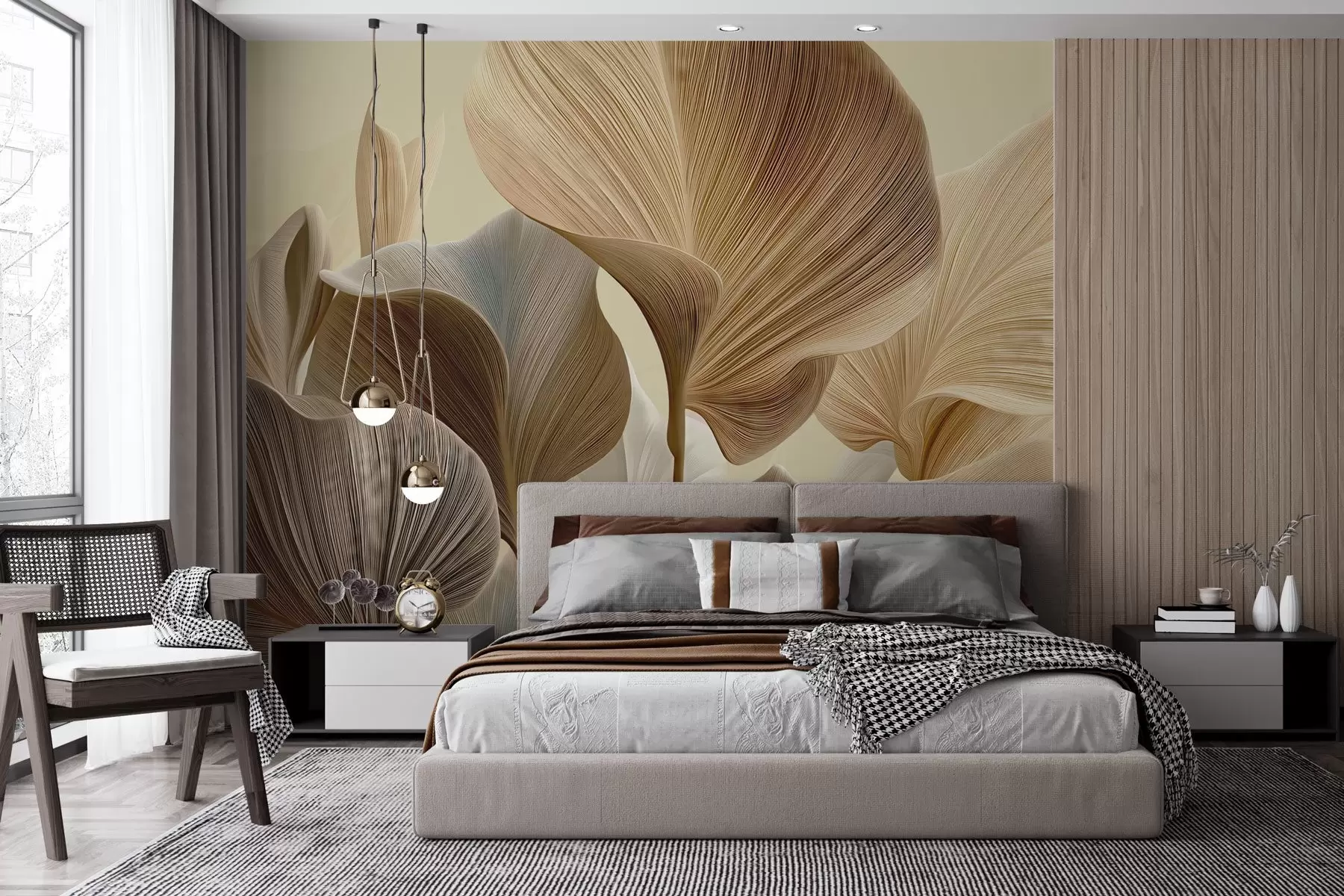 wall murals Рафинирано лишће у нежним неутралним нијансама w04549v2
