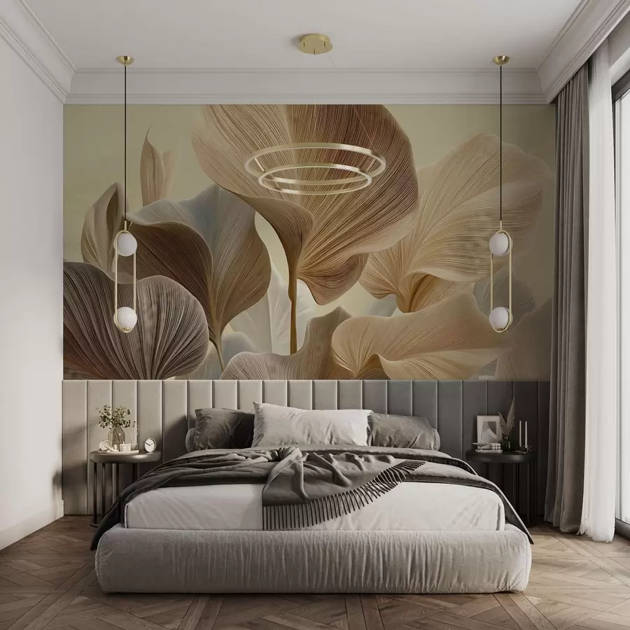 wall murals Рафинирано лишће у нежним неутралним нијансама w04549v2