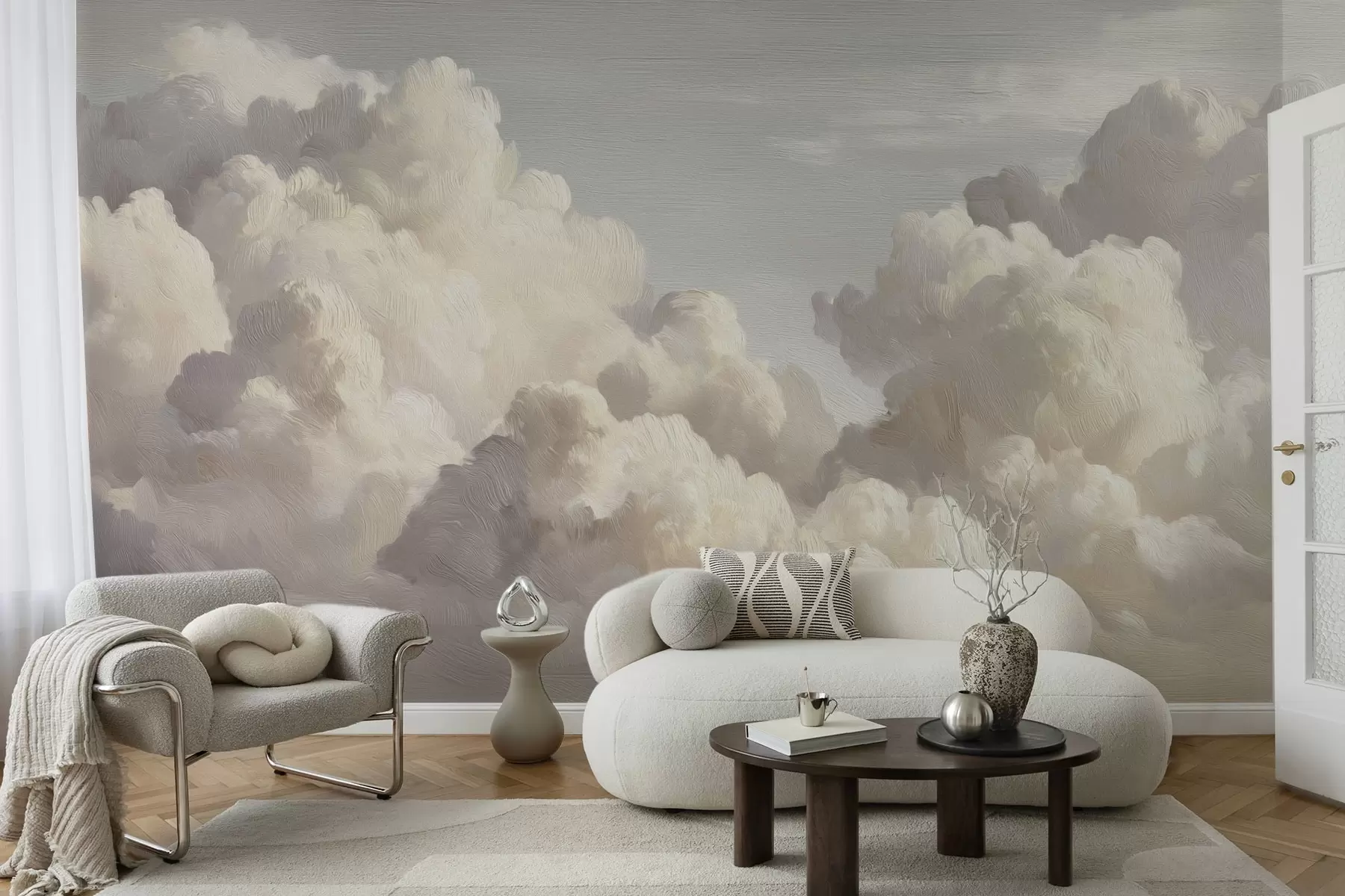 wall murals Драматични облаци у меким текстурираним потезима четкице w04550