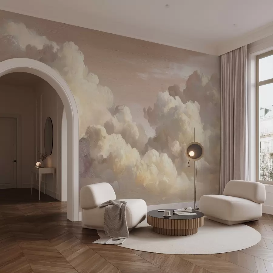 wall murals Облаци у топлој пастелно ружичастој светлости w04550v1