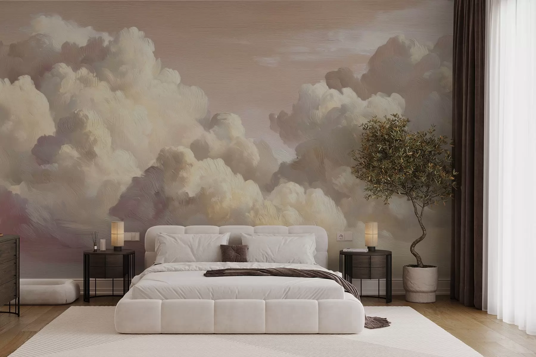 wall murals Облаци у топлој пастелно ружичастој светлости w04550v1