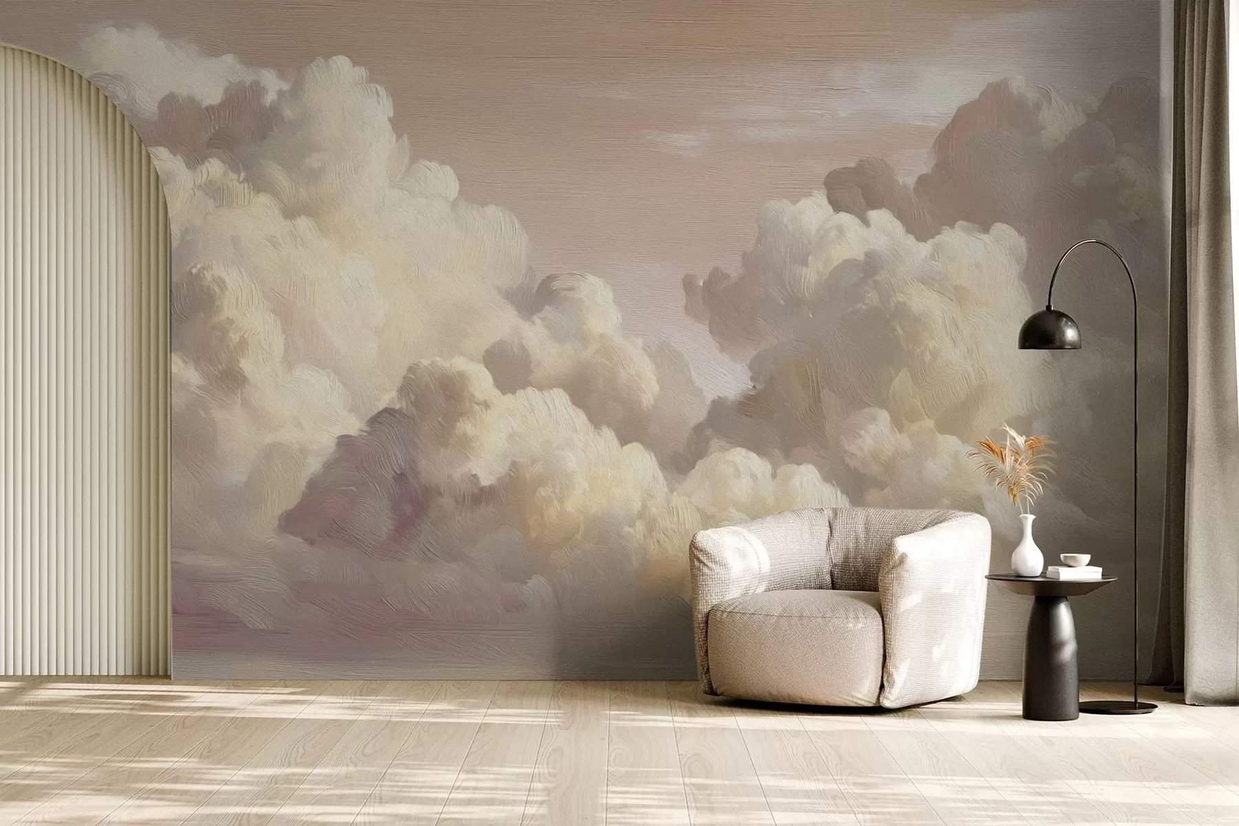 wall murals Облаци у топлој пастелно ружичастој светлости w04550v1