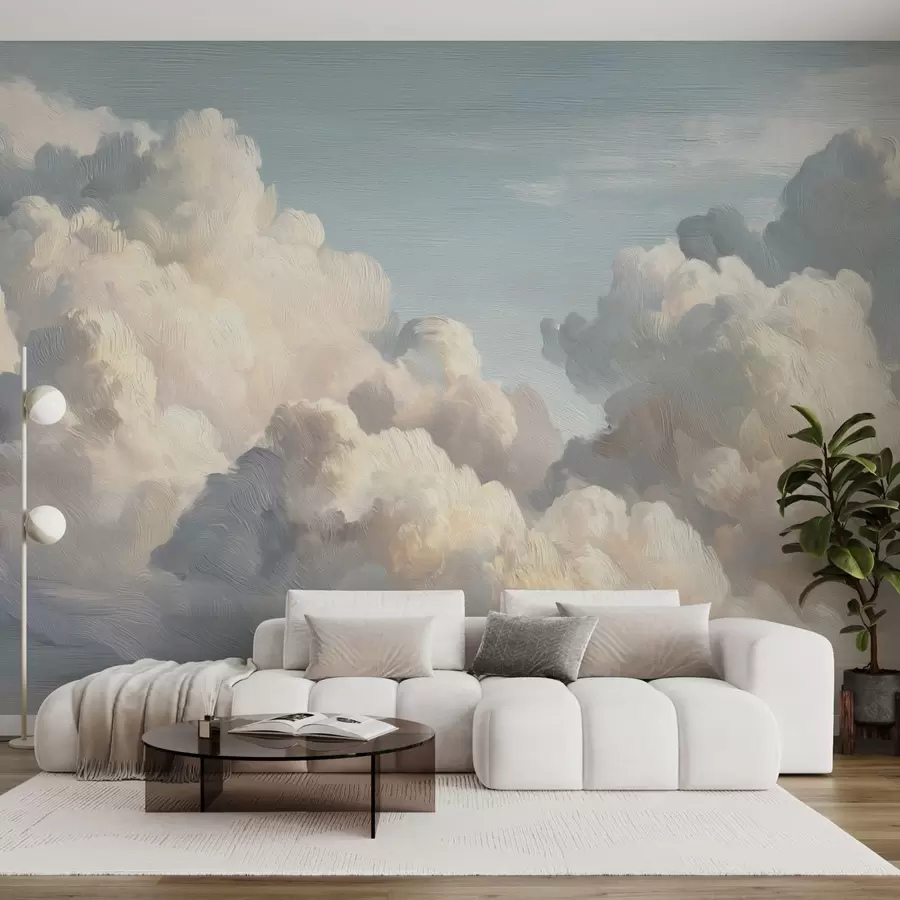 wall murals Облаци на меком плавом небу са лаганом текстуром w04550v2