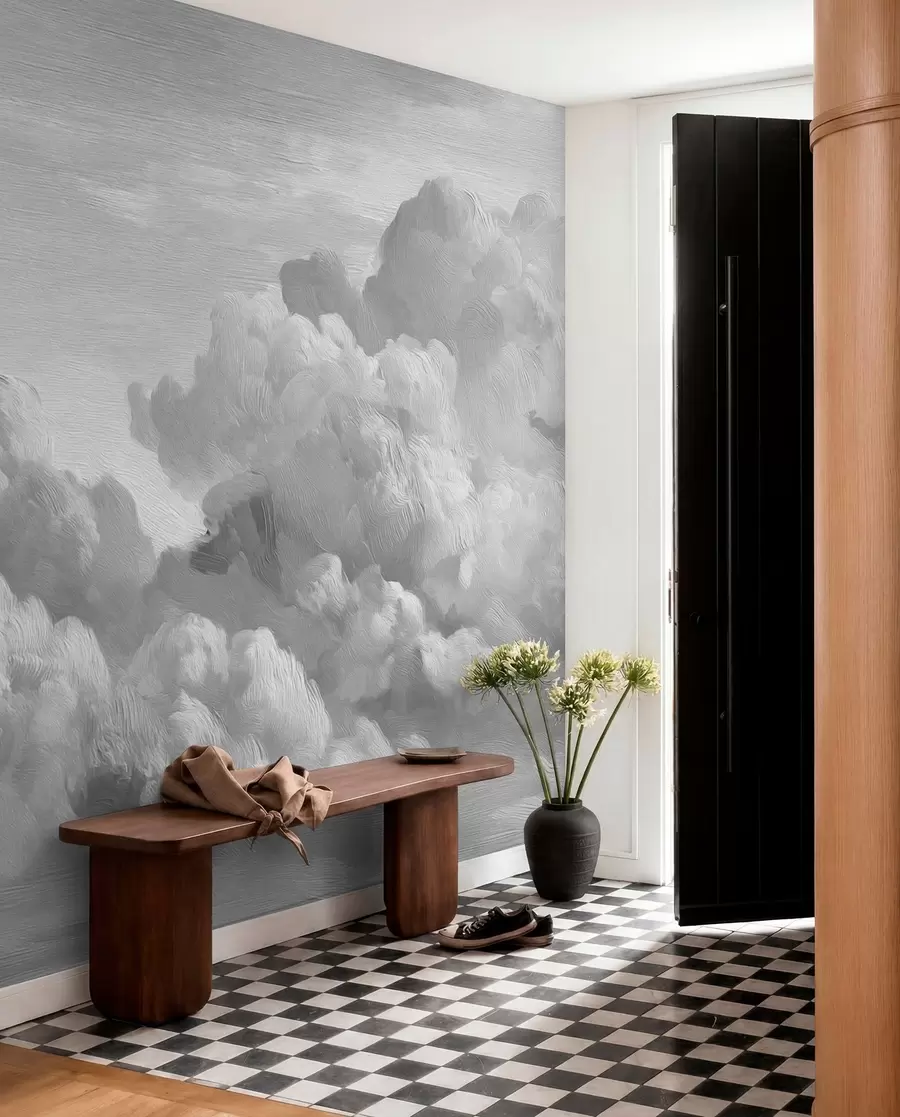 wall murals Монохромна текстурирана формација облака w04550v3