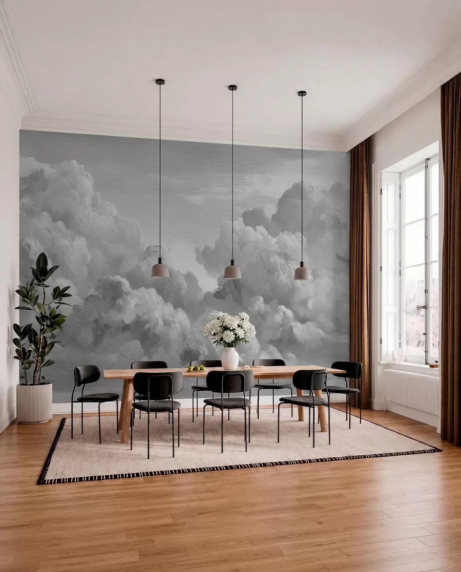 wall murals Монохромна текстурирана формација облака w04550v3