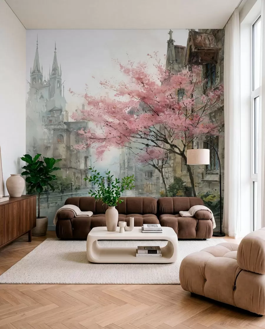 wall murals градски сликарство у акварел стилу w04500