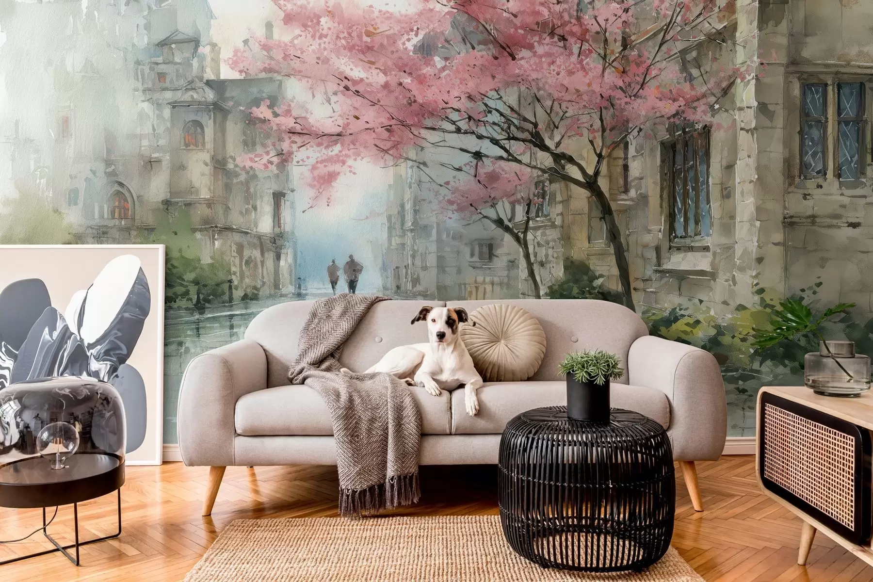 wall murals градски сликарство у акварел стилу w04500