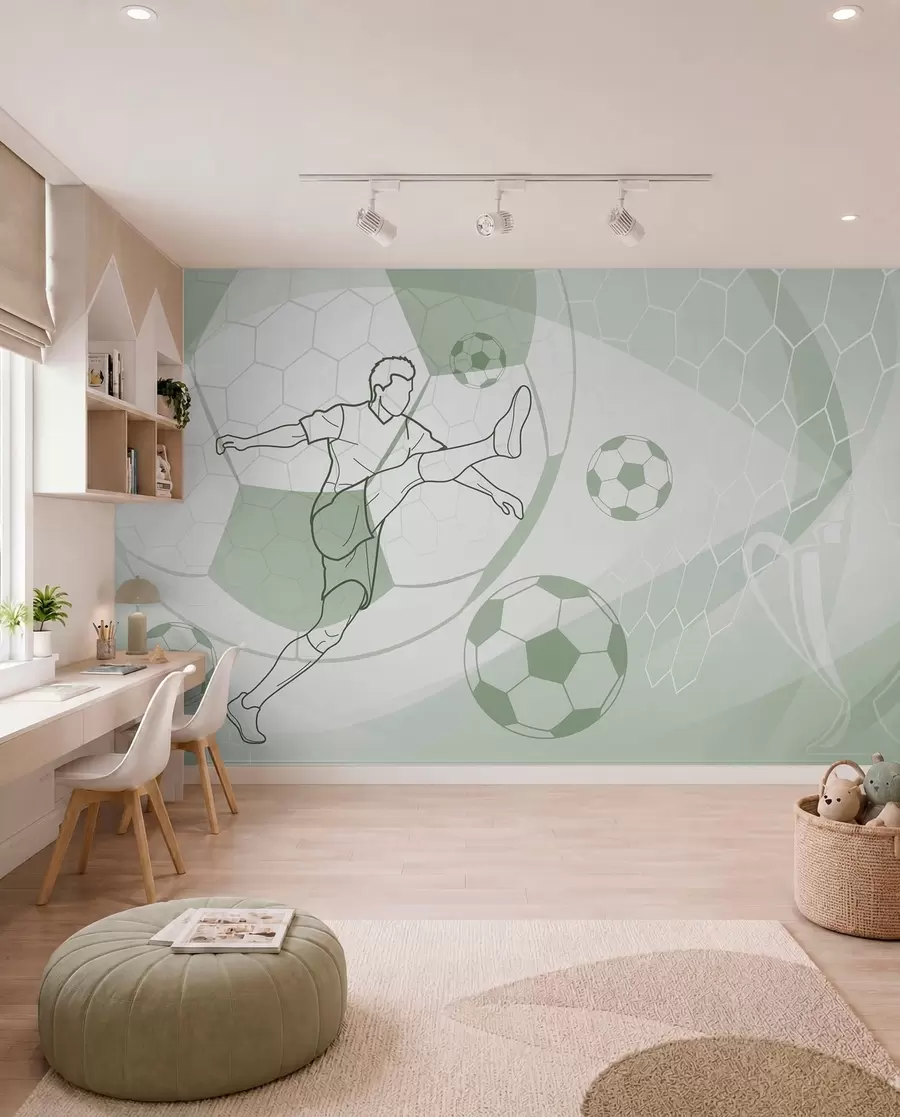 wall murals Zeleni fudbalski crtež w04601v2