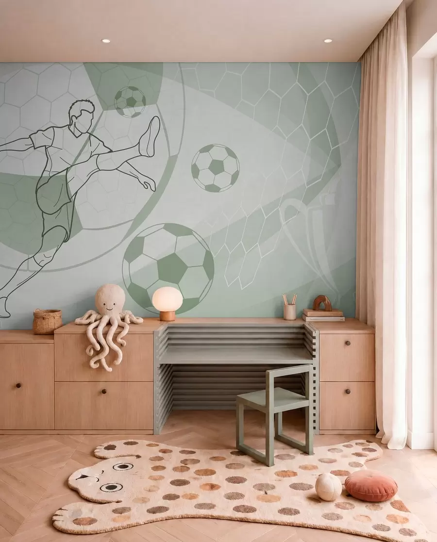 wall murals Zeleni fudbalski crtež w04601v2
