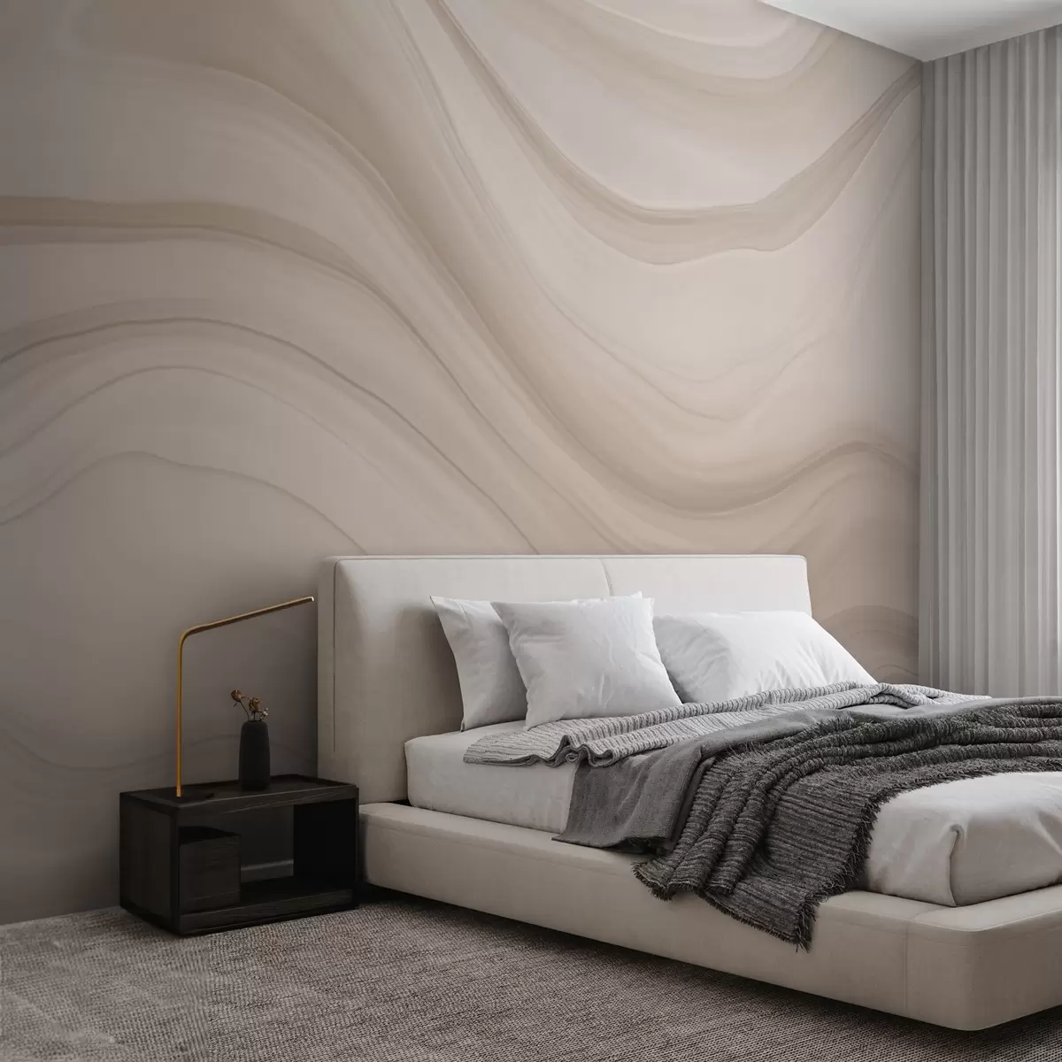 wall murals Светло беж апстракција са меким таласима w04257