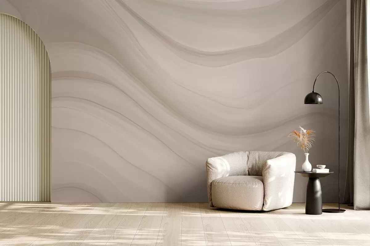 wall murals Светло беж апстракција са меким таласима w04257