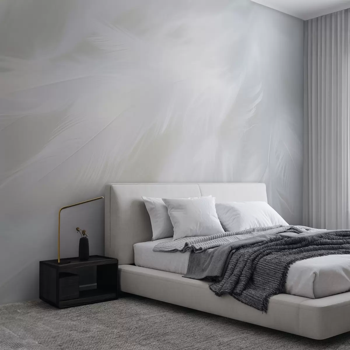 wall murals Меко бело перје, лагана текстура w04442