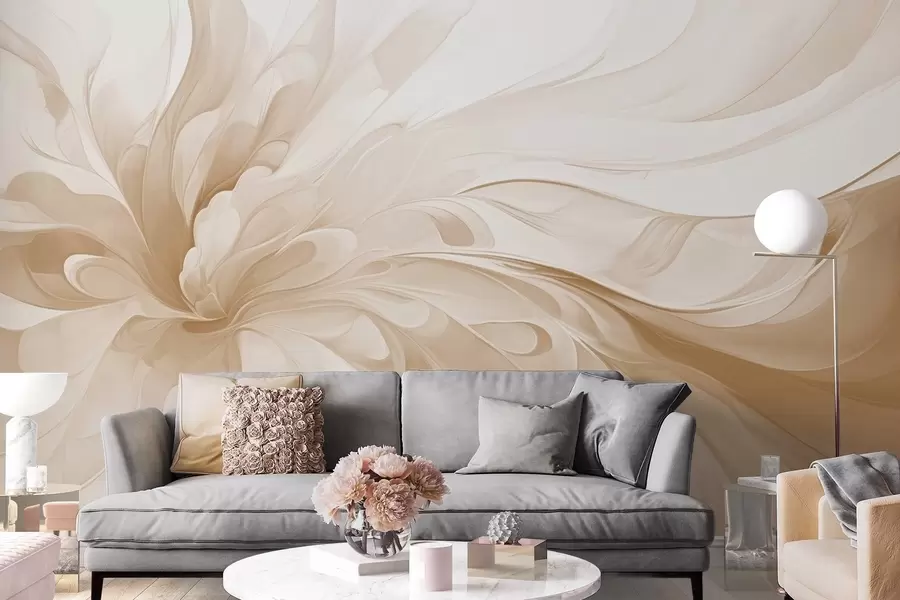 wall murals Нежни апстрактни вртлог у беж тоновима w09392v1