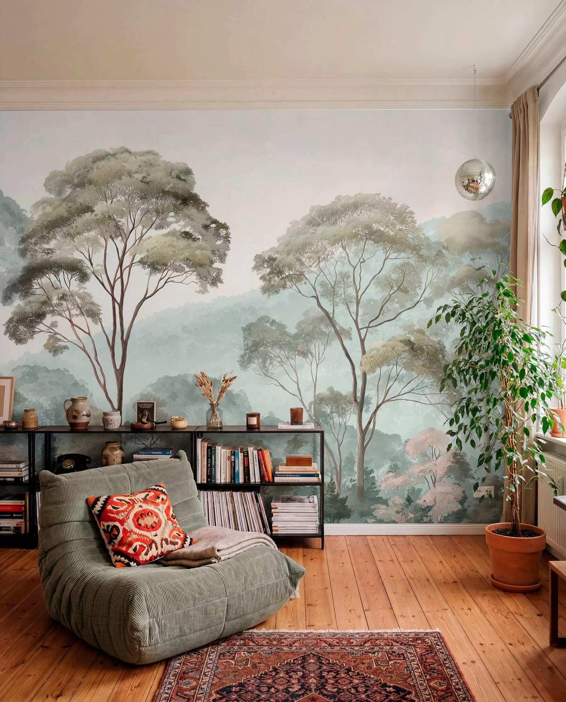 wall murals Drveće u jutarnjoj izmaglici w09405