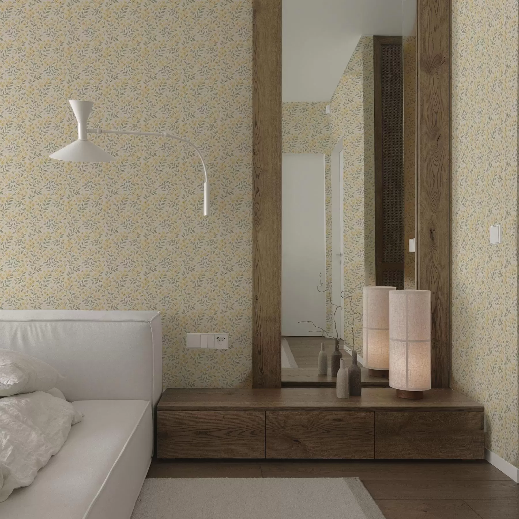 wall murals Акварел жуто цвеће на светлој позадини a00570