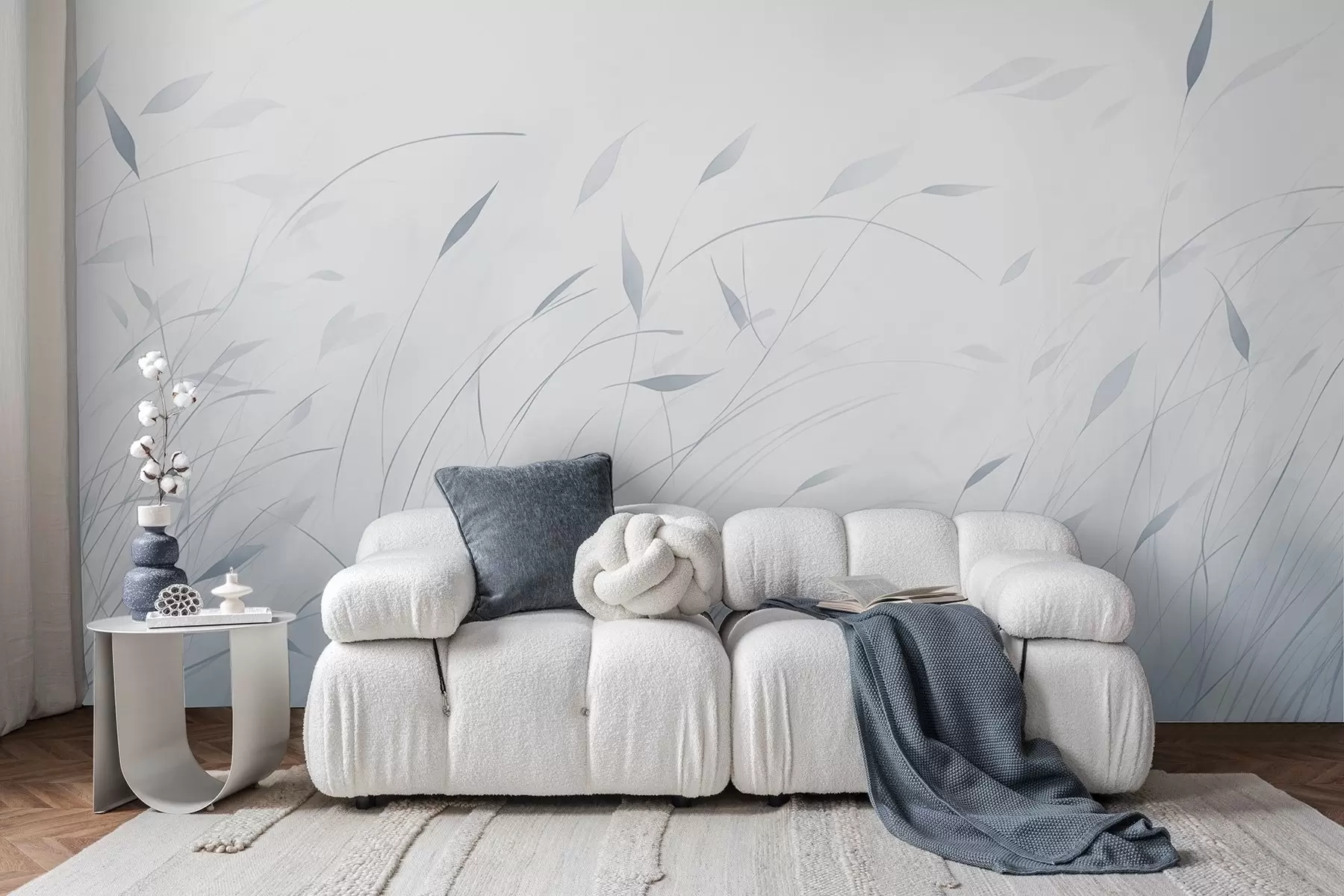 wall murals Трава на ветру у акварел стилу у плавим нијансама w09331v2