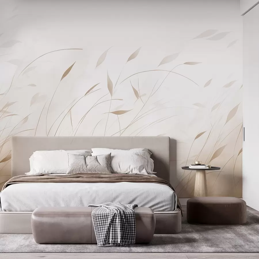 wall murals Трава на ветру у акварел стилу у беж нијансама w09331v1