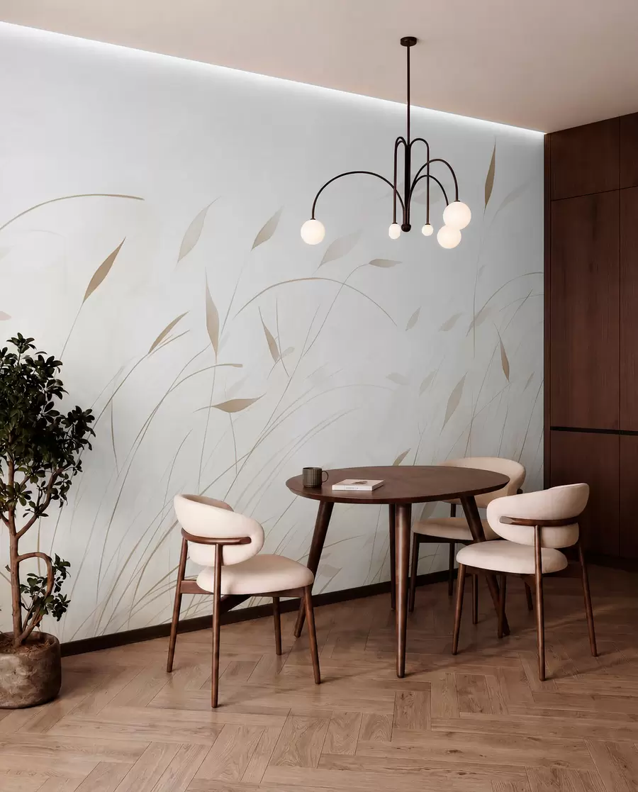 wall murals Трава на ветру у акварел стилу у беж нијансама w09331v1