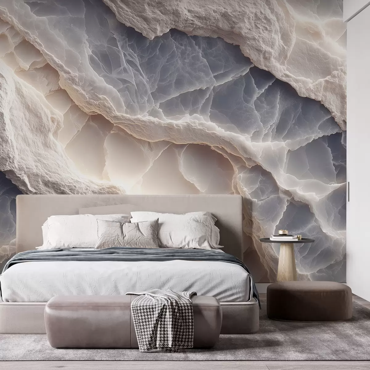 wall murals Елегантна апстракција у стилу мермерних слојева и минерала у плаво-беж боји w09408