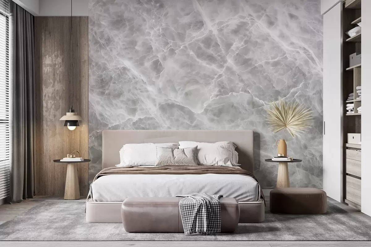wall murals Луксузна имитација мермерне површине у хладним сиво-белим нијансама w09409