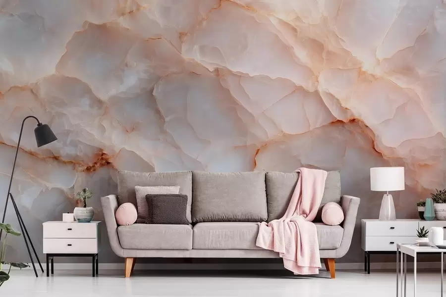 wall murals Луксузна имитација мермера у беж-сивим тоновима са блиставим ефектом w09412