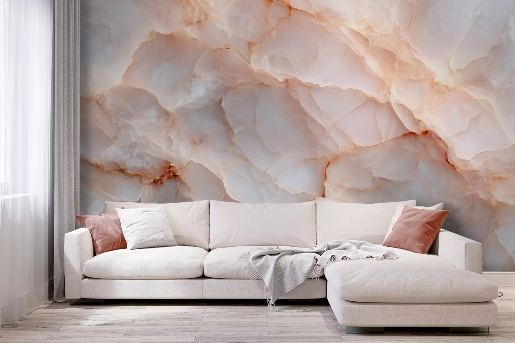 wall murals Луксузна имитација мермера у беж-сивим тоновима са блиставим ефектом w09412