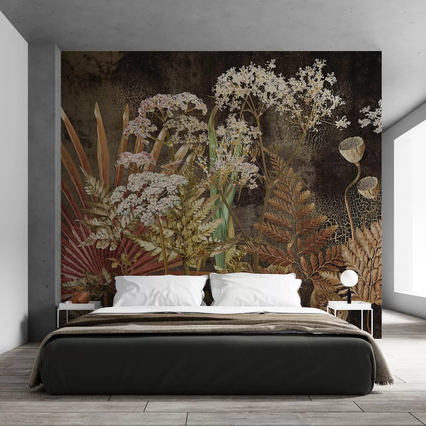 wall murals Хербаријум на тамној позадини w09323