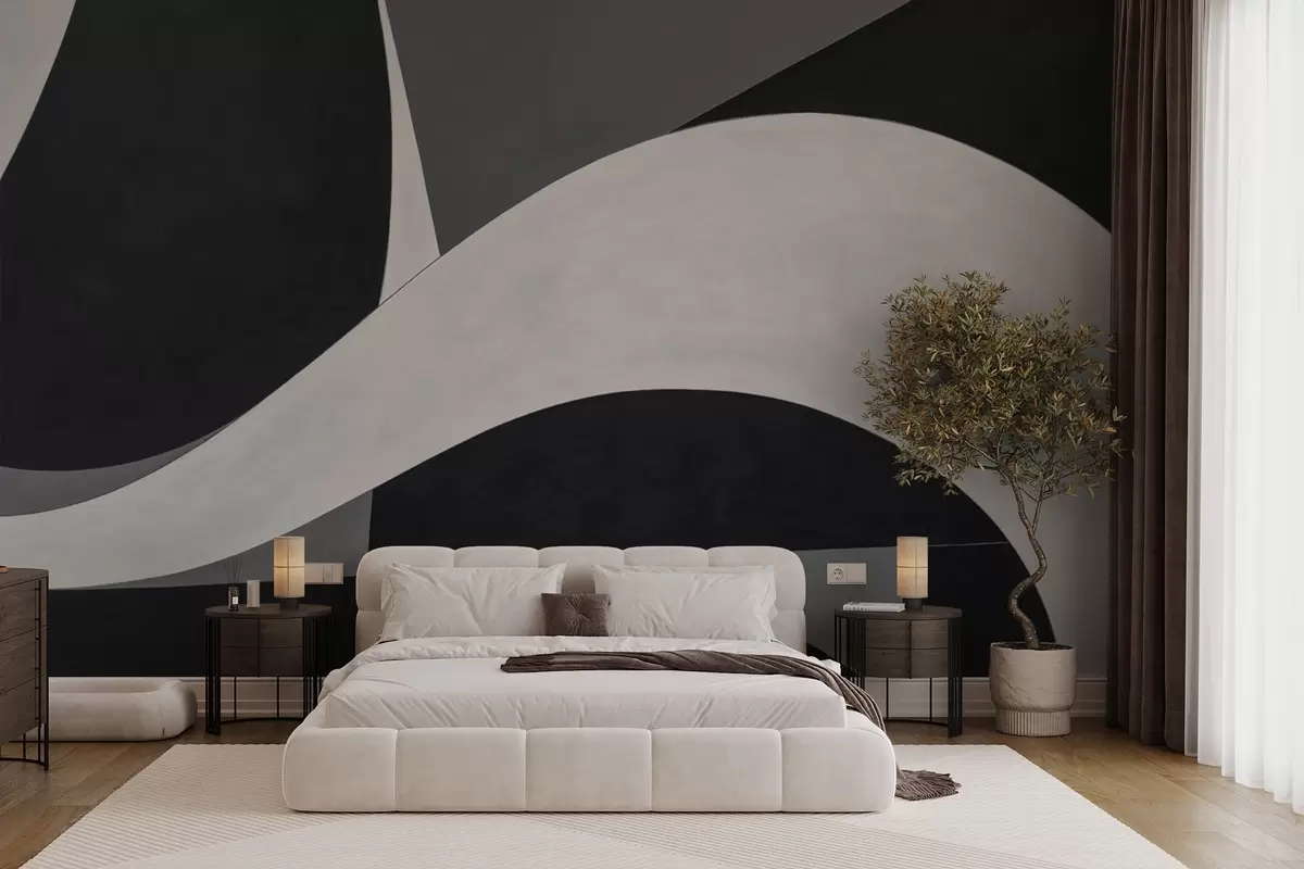 wall murals Црно-сива апстракција са меким таласом w04615
