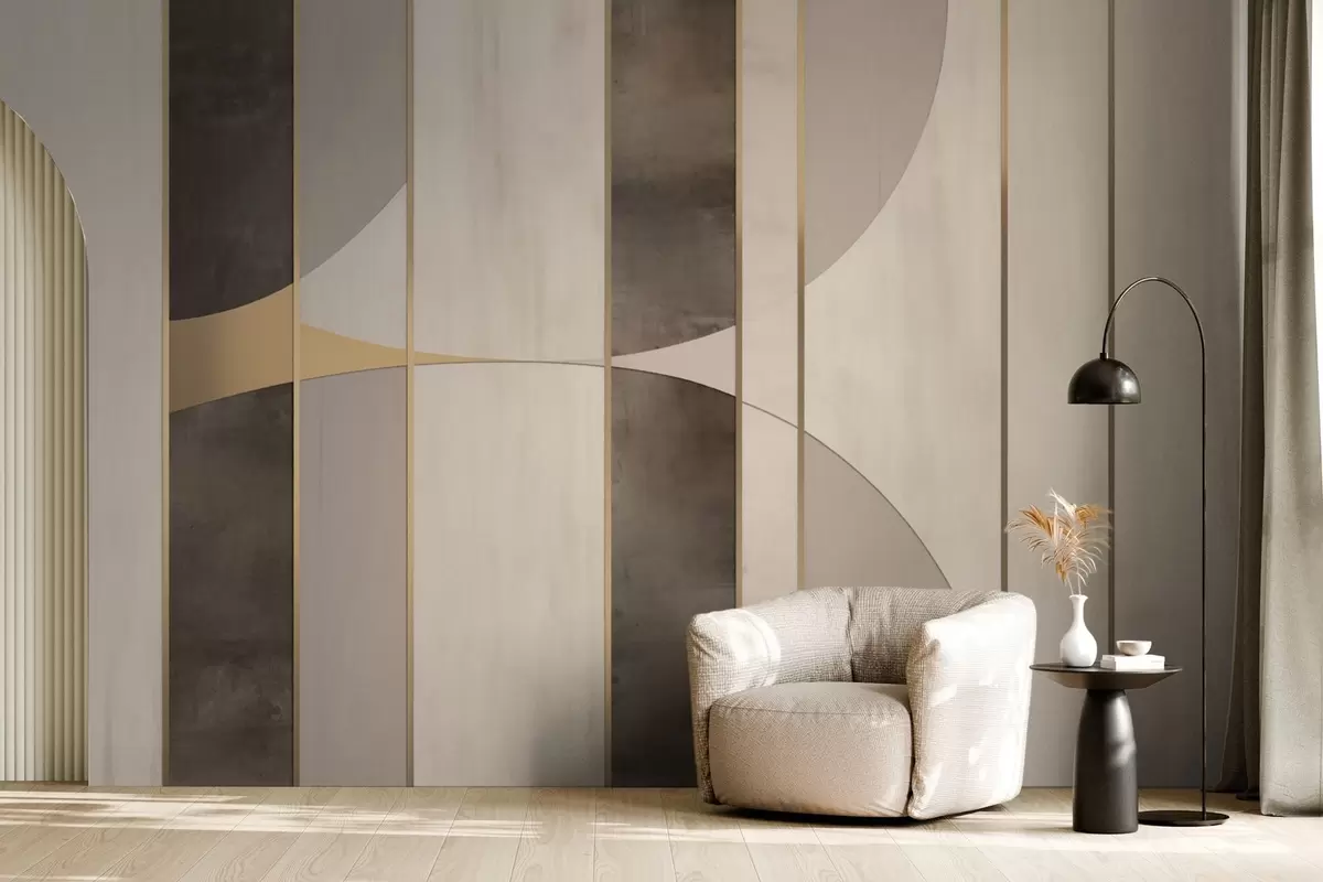 wall murals Геометријски панели са луковима и акцентима шампањца w04616