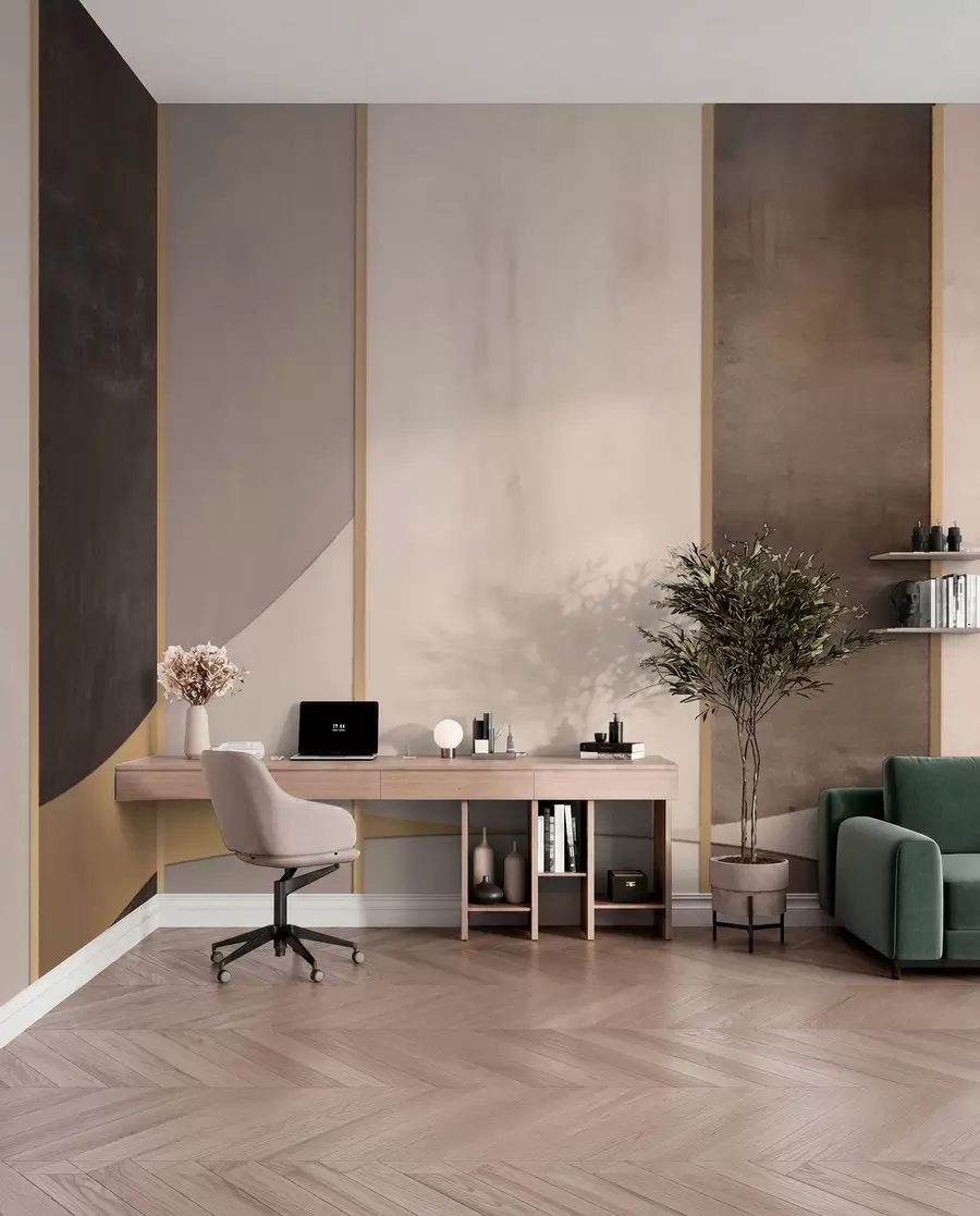 wall murals Геометријски панели са луковима и акцентима шампањца w04616