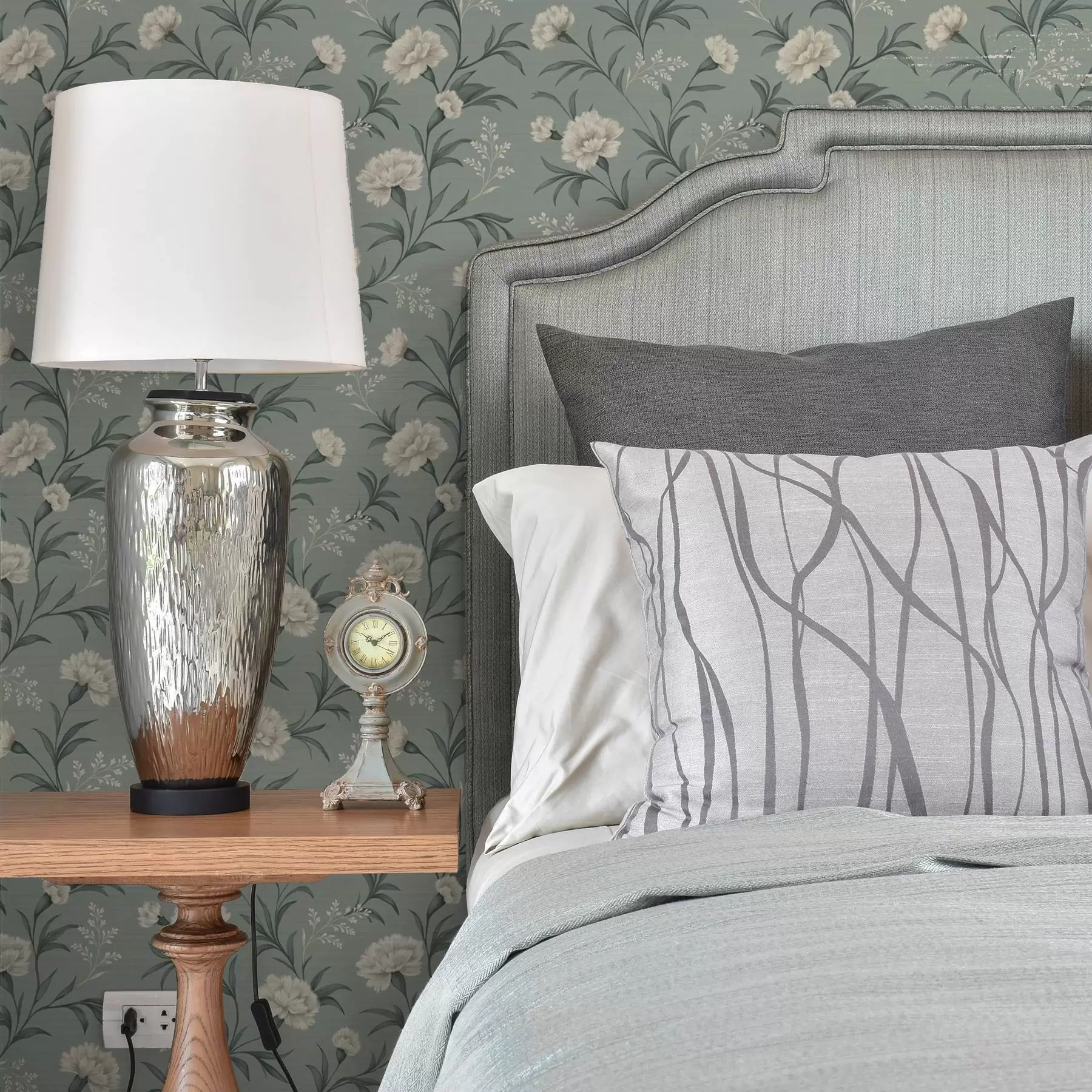 wall murals Пудерасти каранфили на сиво-тиркизној позадини, префињени отисак a00610