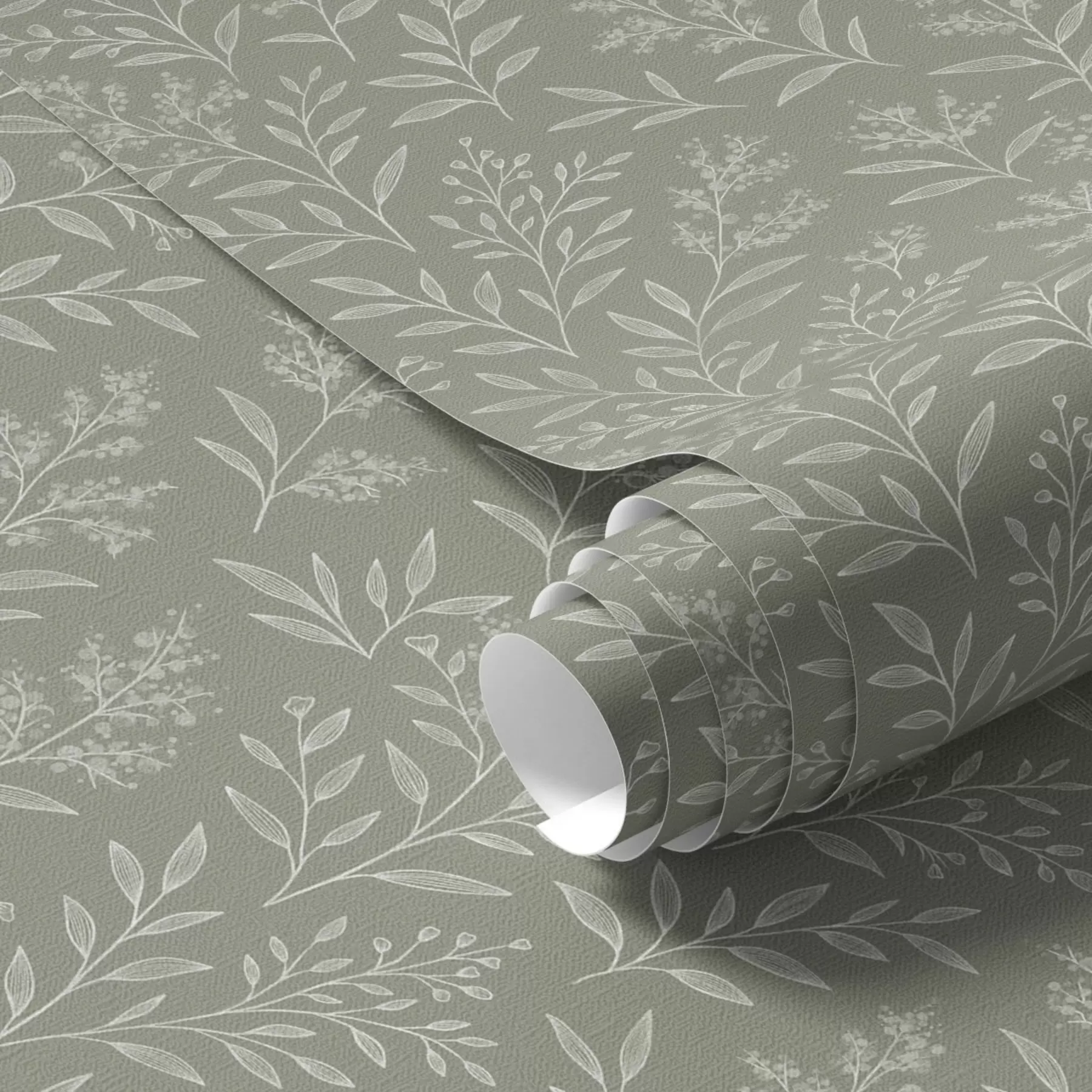 wall murals Зелена жалфија: фино биље и цвасти, нежан узорак a00611