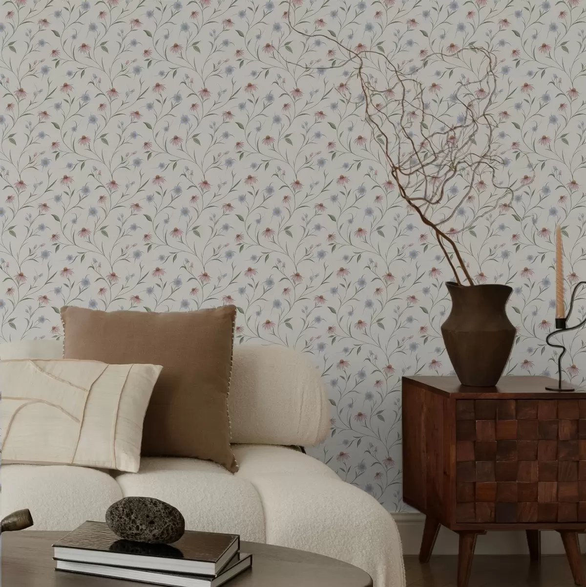 Позадина Пољске беле раде и ехинацеа на кремастој позадини, лакоћа a00614