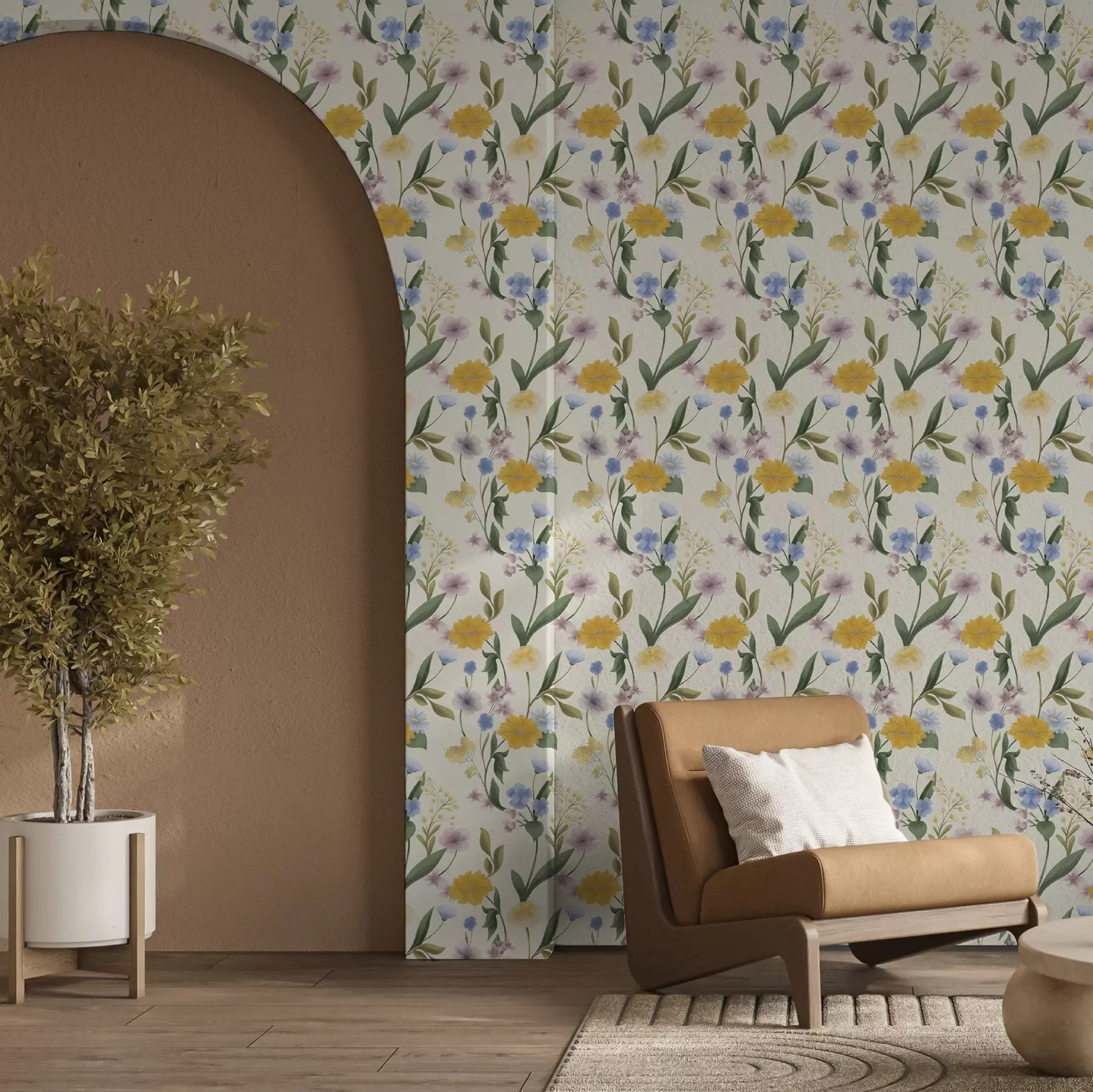 wall murals Нежна мешавина дивљег цвећа у пастелним тоновима a00624