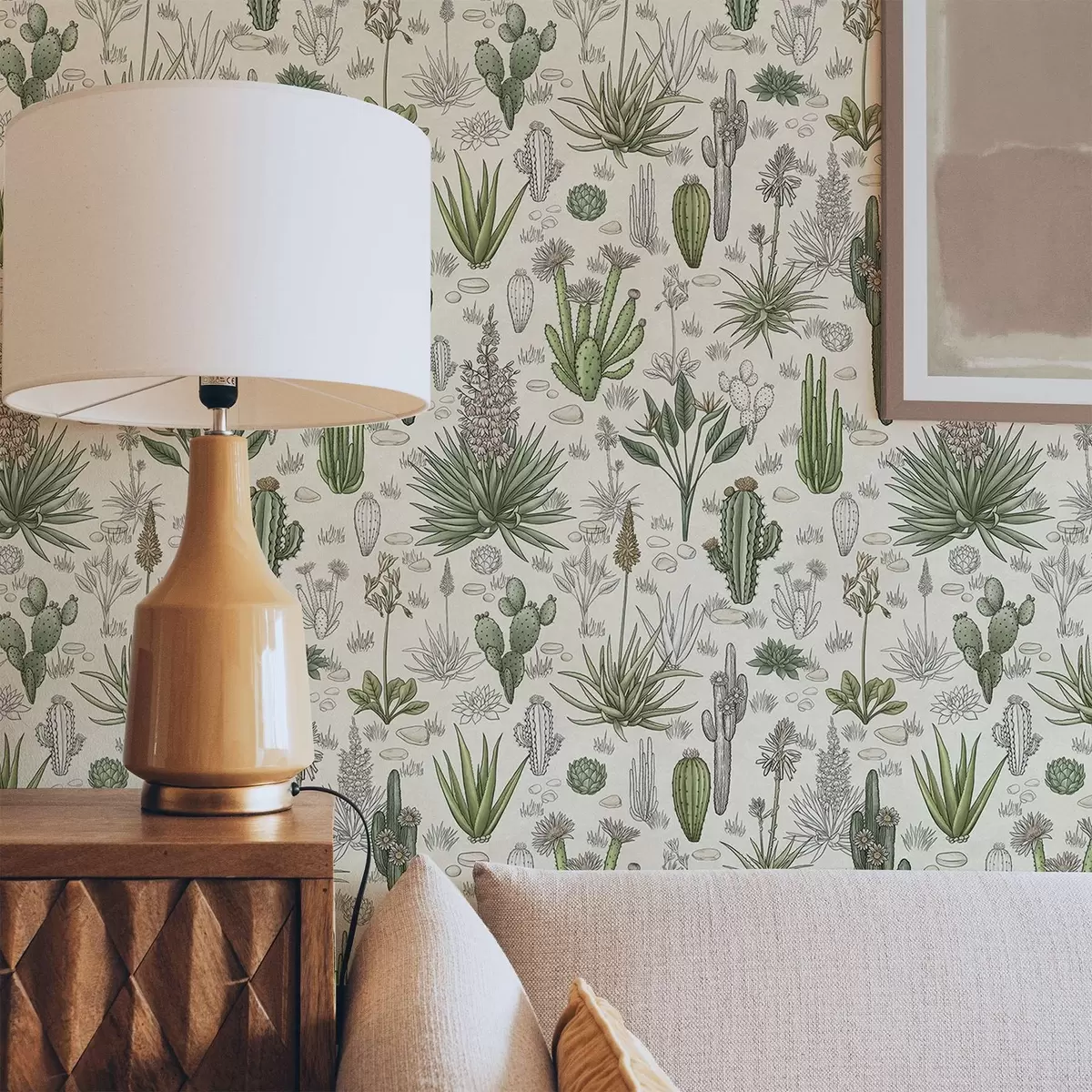 Позадина Кактуси и сукуленти на топлој позадини, детаљан отисак a00666