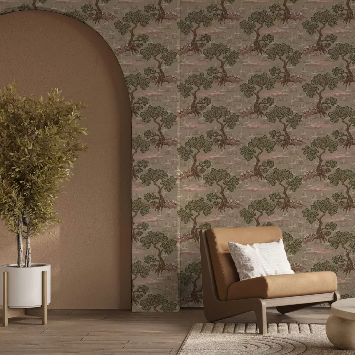 Позадина Источни пејзаж са хировитим дрвећем на пешчаној позадини a00715