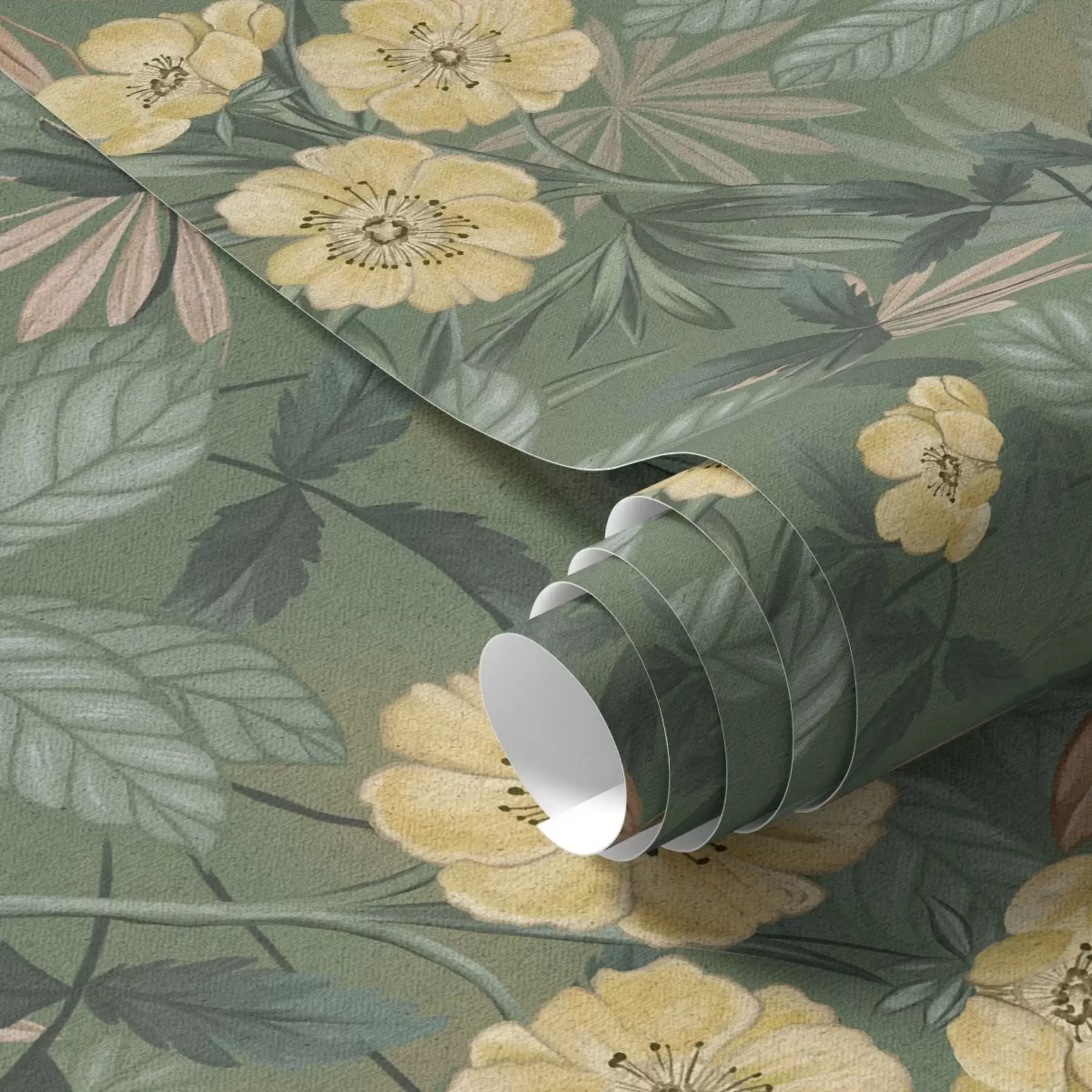 wall murals Жуто цвеће усред зелене лиснате текстуре a00718