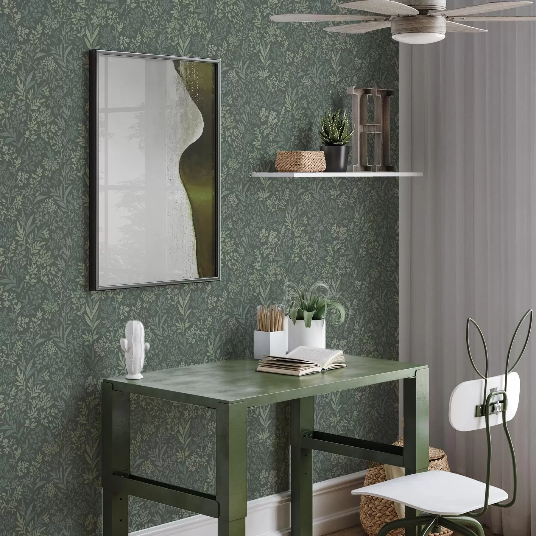 wall murals Смарагдне траве и бобице, фини ботанички узорак a00740