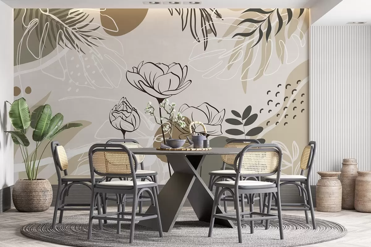 wall murals Апстрактно цвеће и лишће w04662
